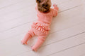 CONFETTI KIDZ FRILLY RIBBED LEGGINGS - PEACH