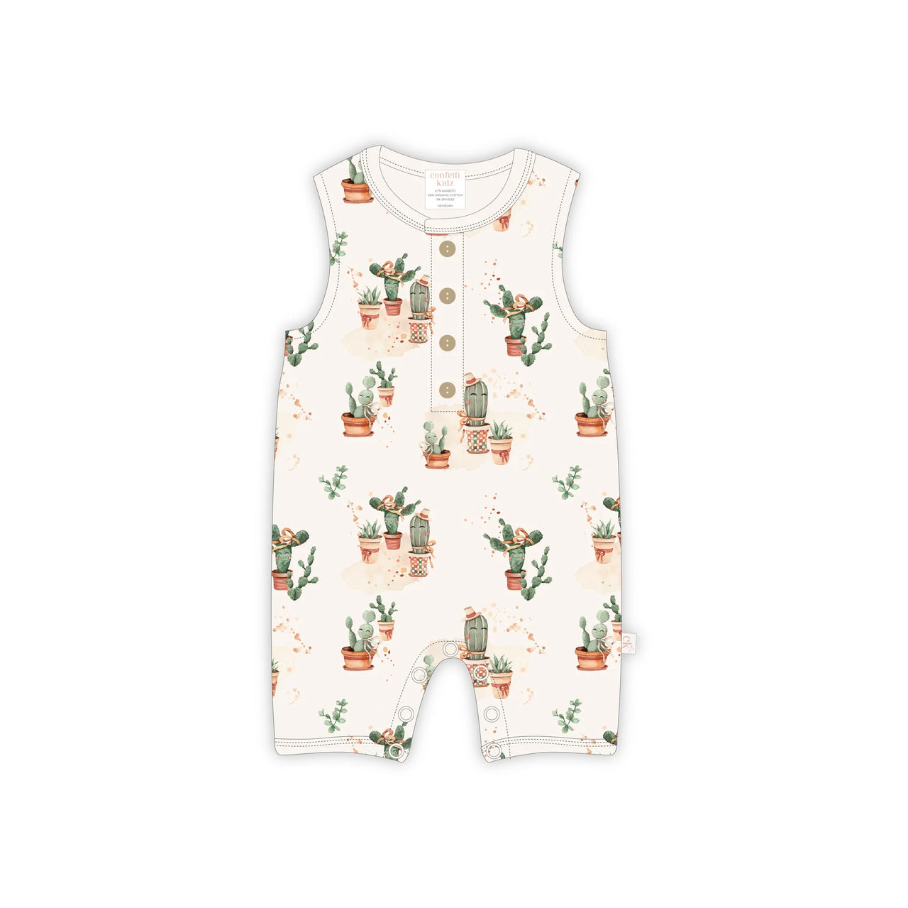 CONFETTI KIDZ SLEEVELESS ROMPER - HAPPY CACTUS