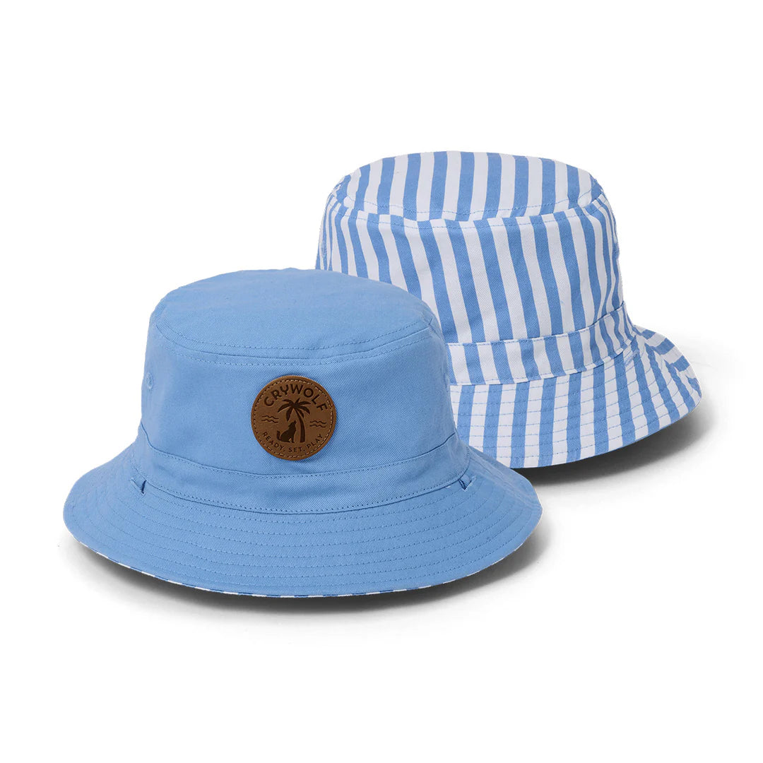 CRYWOLF REVERSIBLE BUCKET HAT SKY BLUE STRIPE