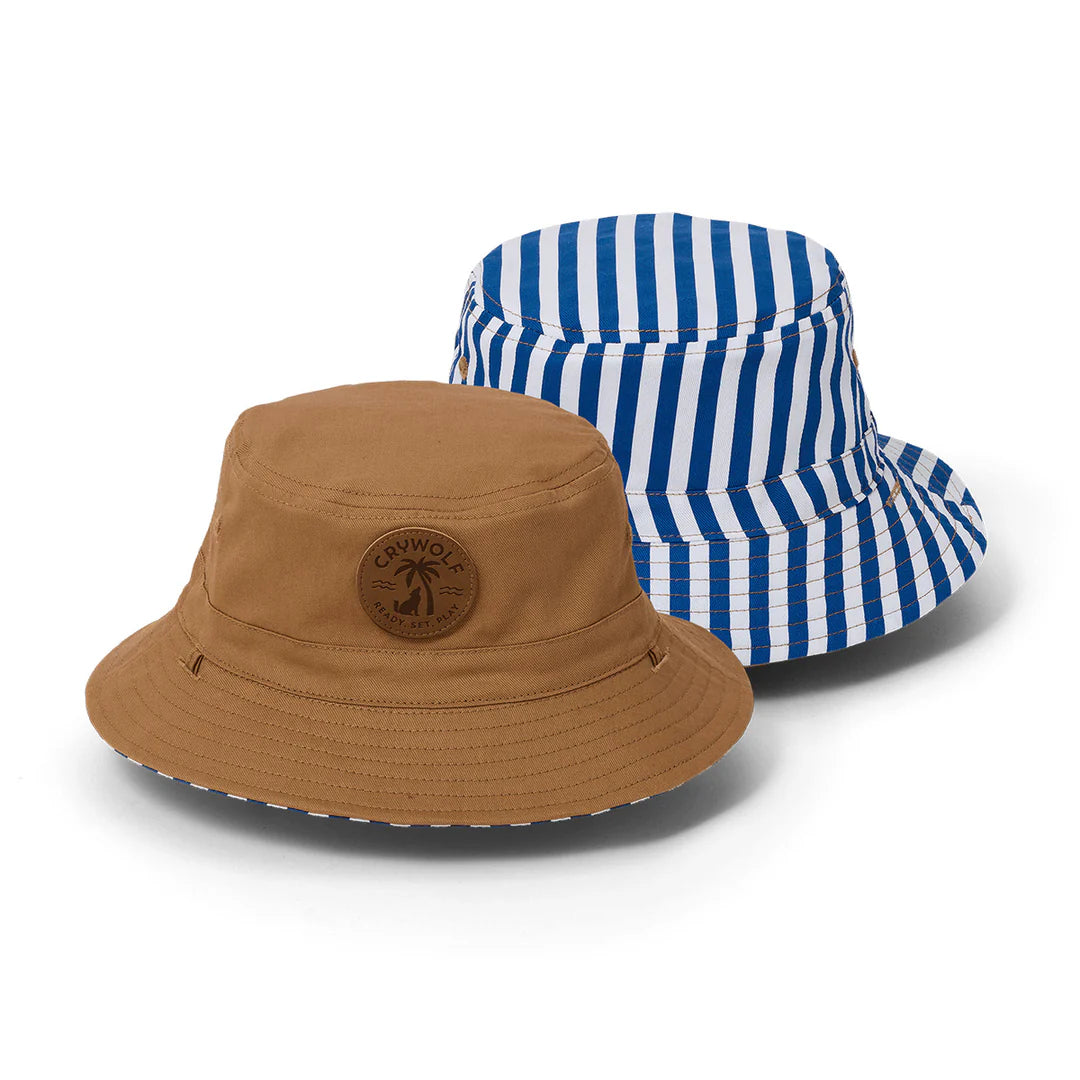 CRYWOLF REVERSIBLE BUCKET HAT DEEP SEA STRIPE