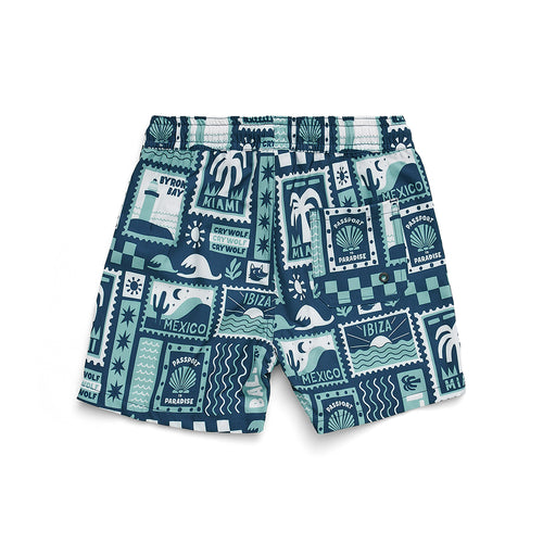 CRYWOLF  BOARD SHORTS BLUE POSTCARDS