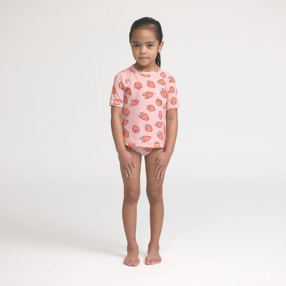 CRYWOLF SHORT SLEEVE RASH VEST SET STRAWBERRY SPLASH