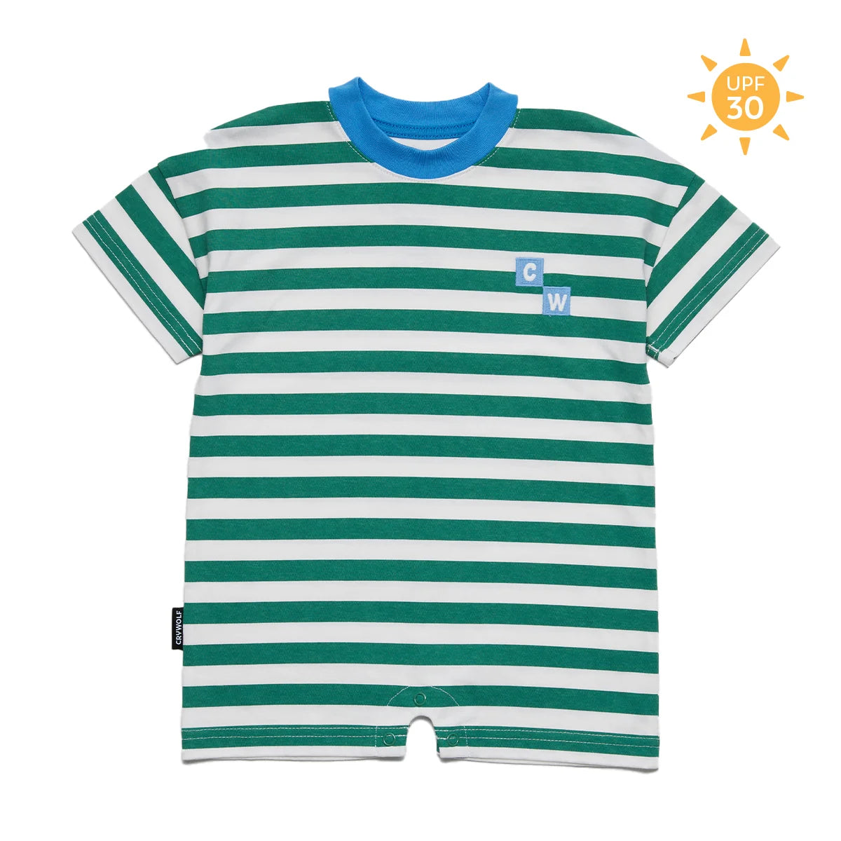 CRYWOLF SUN SMART ROMPER SEA GREEN STRIPE