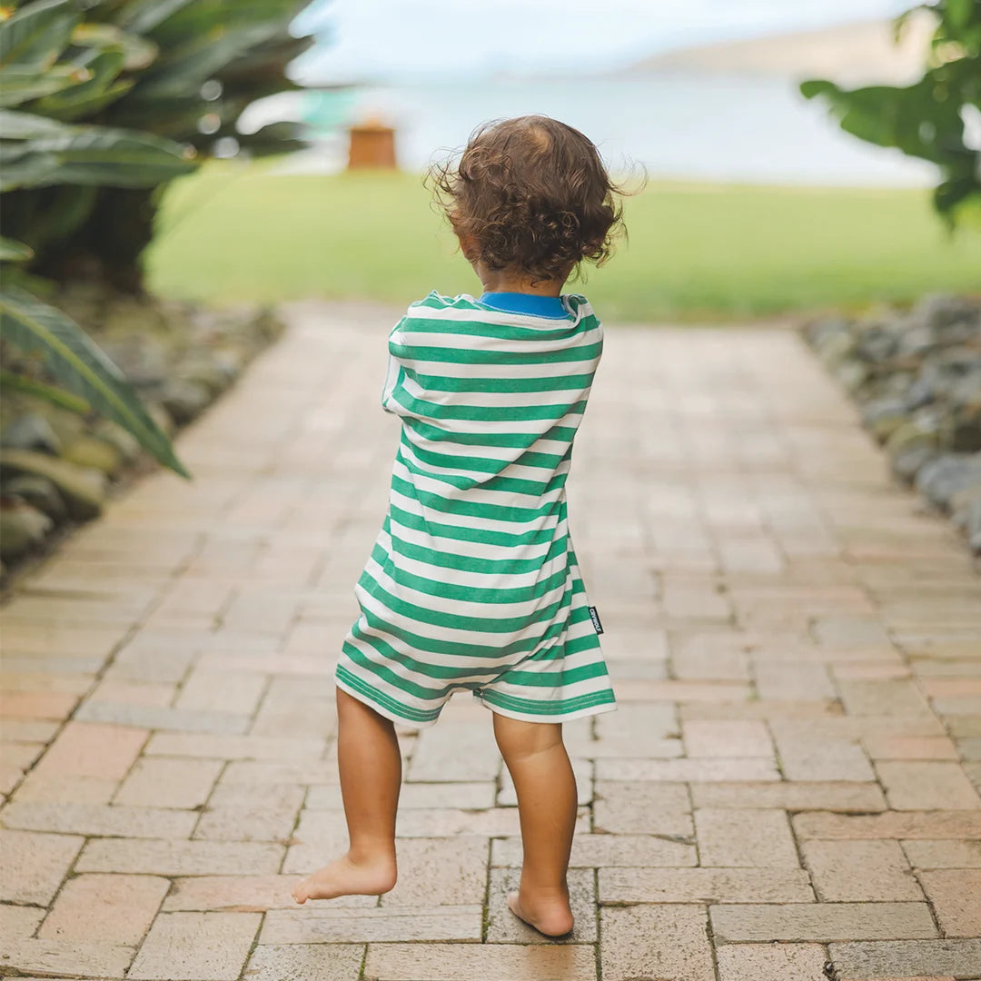 CRYWOLF SUN SMART ROMPER SEA GREEN STRIPE
