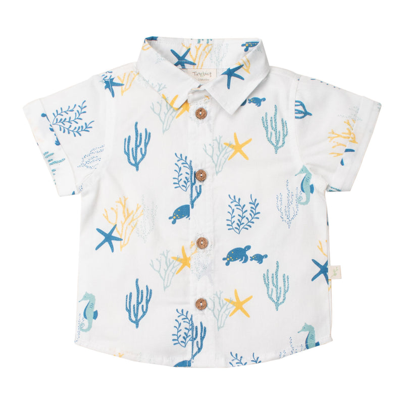 TINY TWIG CAMBRIC SHIRT-OCEAN