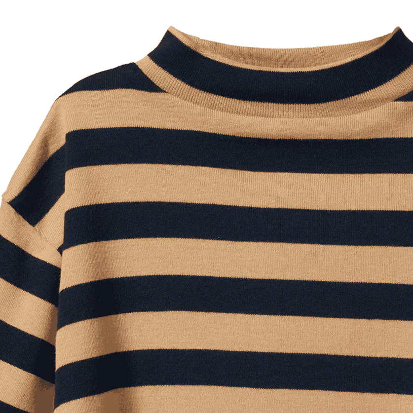 NATURE BABY TURTLE NECK  NAVY/CARAMEL STRIPE