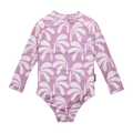 CRYWOLF LONG SLEEVE SWIMSUIT-LILAC PALMS