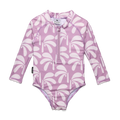 CRYWOLF LONG SLEEVE SWIMSUIT-LILAC PALMS