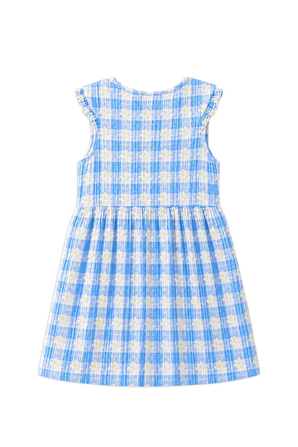 MILKY DAISY CHECK DRESS