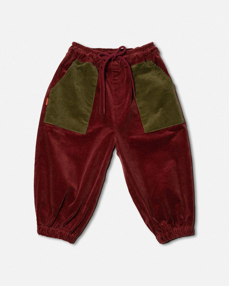 DAS IST MAURICE CORDUROY BARREL PANTS MAROON & KHAKI
