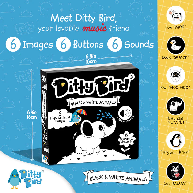 DITTY BIRD BOOKS BLACK & WHITE ANIMALS