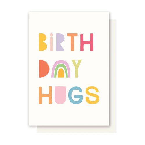 BIRTHDAY HUGS RAINBOW FONT CARD