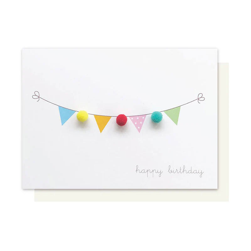 BIRTHDAY BUNTING W/POM EMB