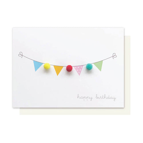 BIRTHDAY BUNTING CARD W/POM EMB