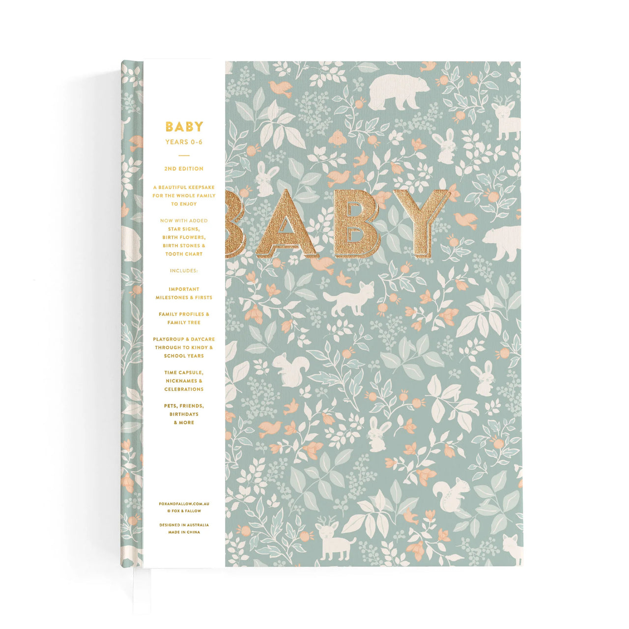FOX & FALLOW BABY BOOK FOREST FRIENDS SAGE