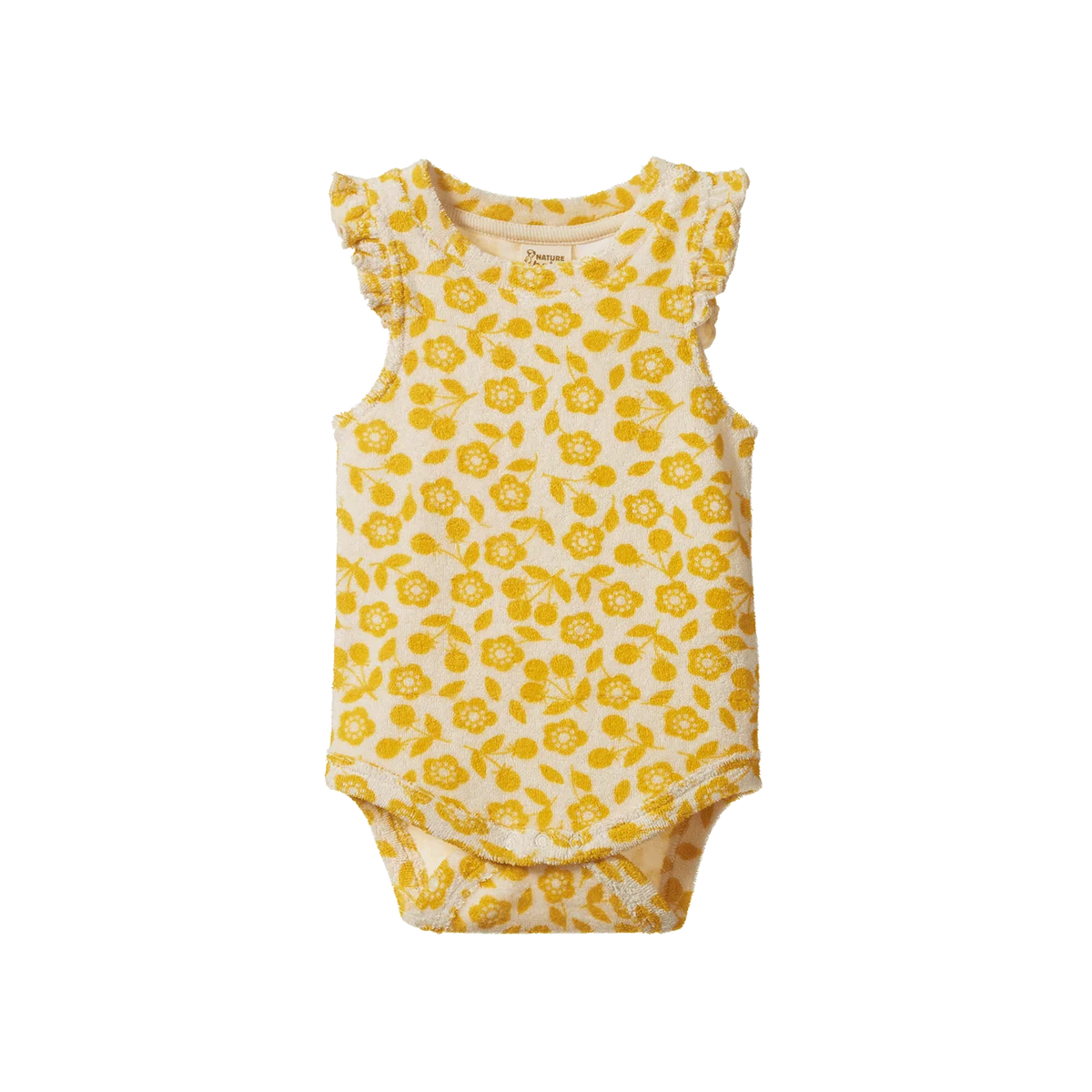 NATURE BABY FLEUR BODYSUIT TERRY KITCHEN GARDEN FREESIA PRINT