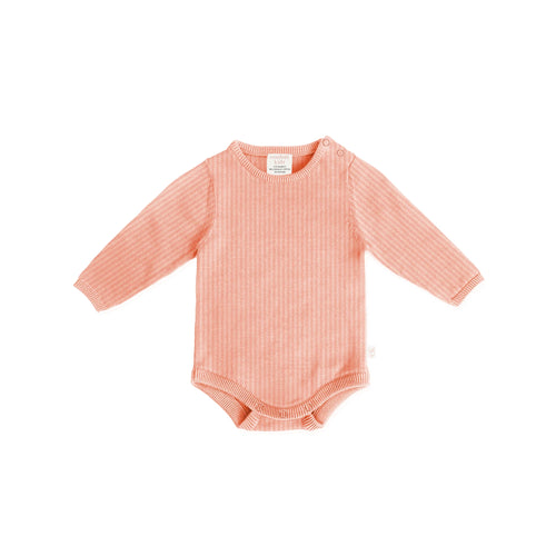 CONFETTI KIDZ FRILLY RIBBED KNIT BODYSUIT - PEACH
