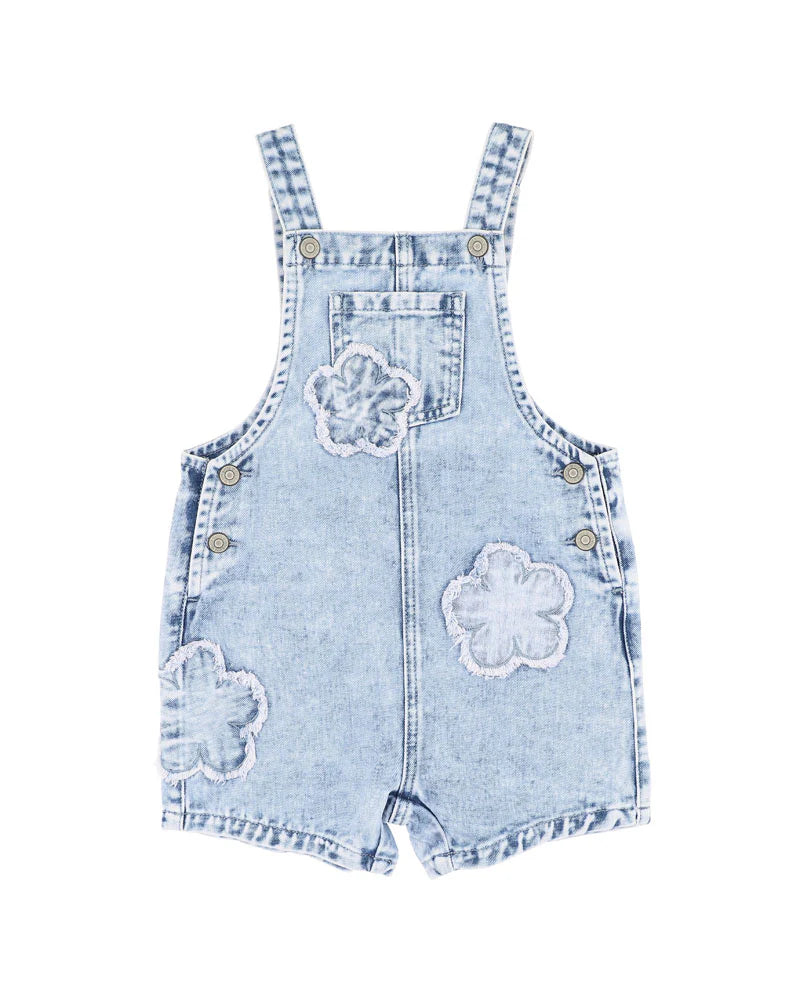FOX & FINCH GROW WILD FLOWER APPLIQUE DENIM OVERALL