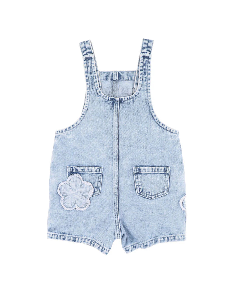 FOX & FINCH GROW WILD FLOWER APPLIQUE DENIM OVERALL