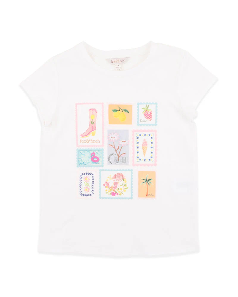 FOX & FINCH SUMMER VACAY HOLIDAY STAMP TEE 3-7YRS