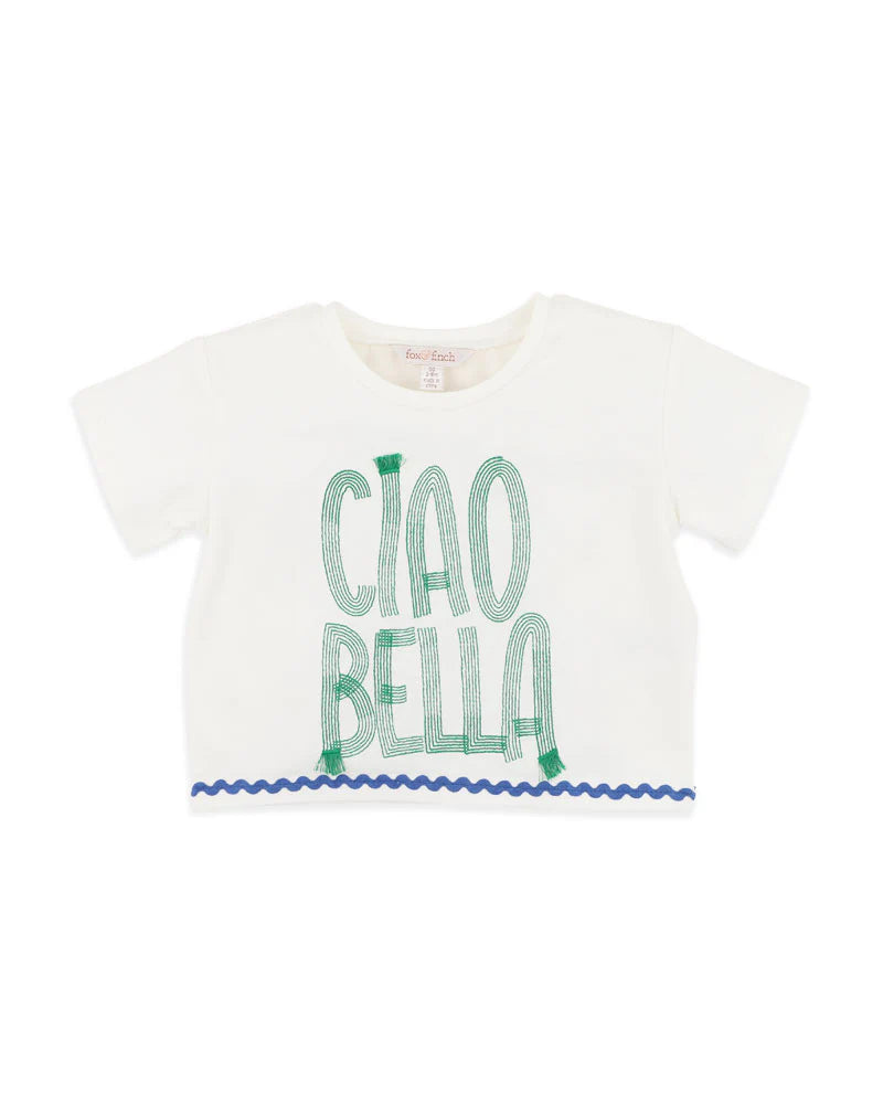 FOX & FINCH SUMMER VACAY CIAO BELLA EMBROIDERED TEE 3-7YRS