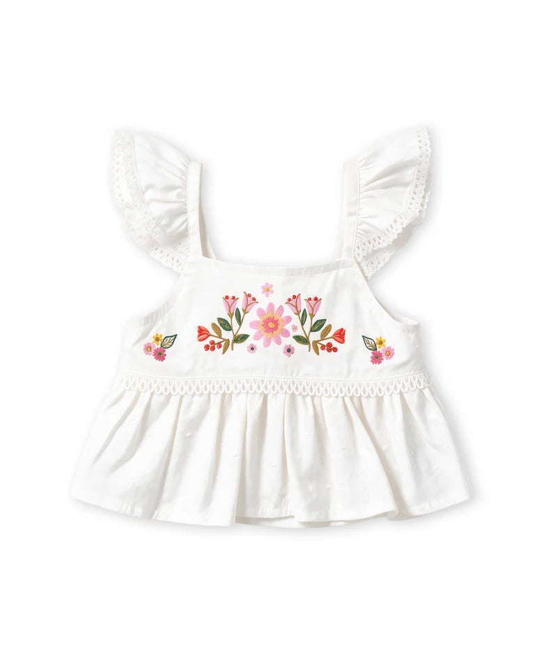 FOX & FINCH PARADISO EMBROIDERED TOP