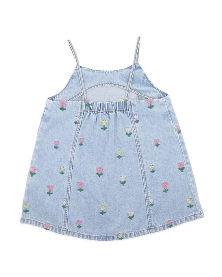 FOX & FINCH SUNDAE DENIM TULIP DRESS 3-7YRS