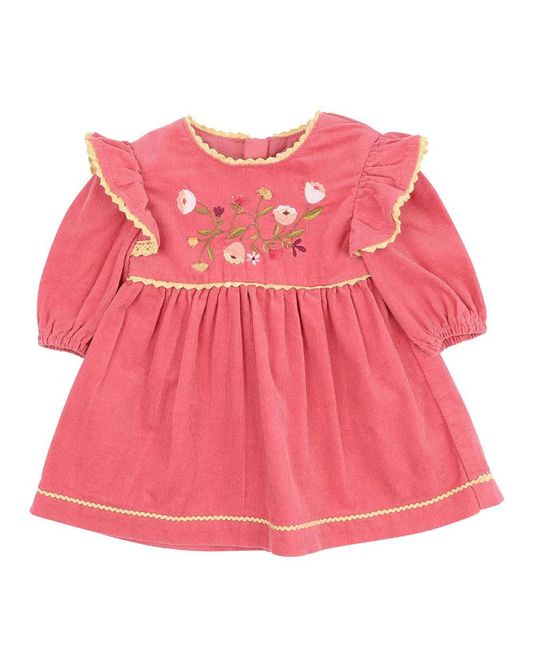 FOX & FINCH WILD HORSES EMBROIDERED CORD DRESS