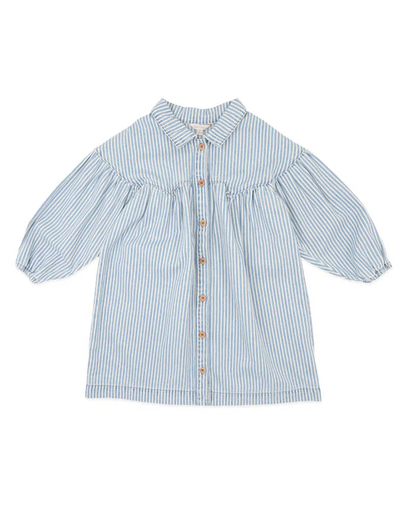 FOX & FINCH WINTER VACAY STRIPE DENIM DRESS (0-2)