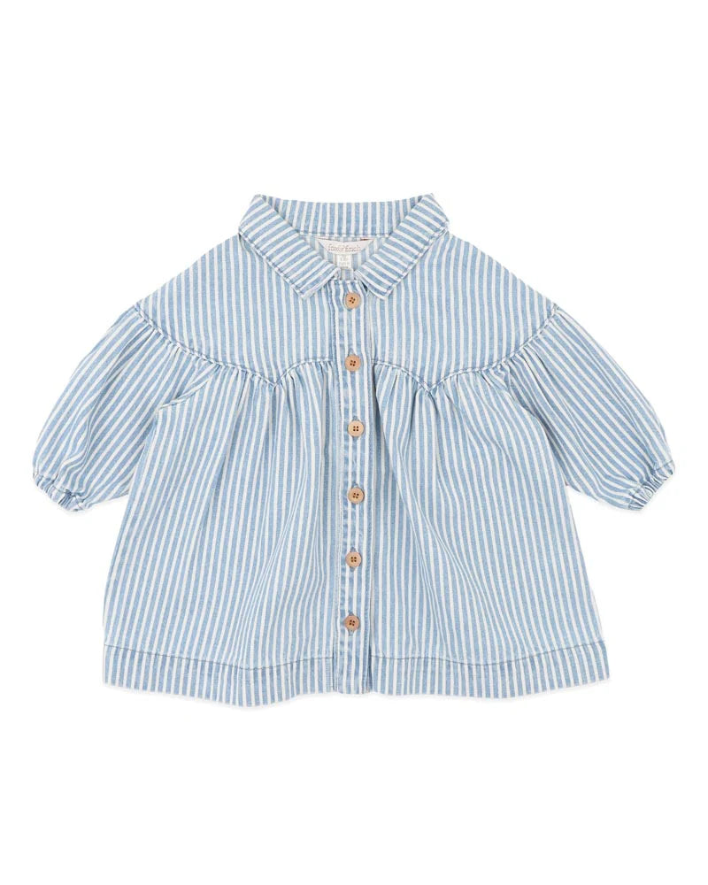 FOX & FINCH WINTER VACAY STRIPE DENIM DRESS