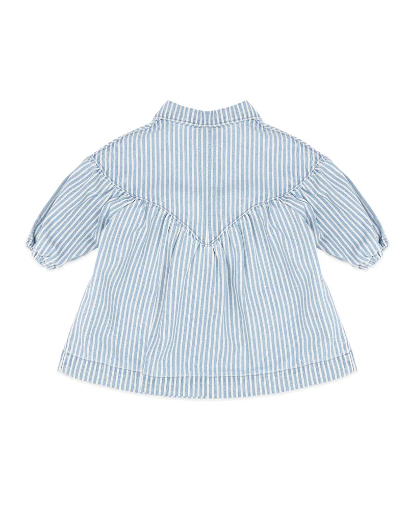 FOX & FINCH WINTER VACAY STRIPE DENIM DRESS