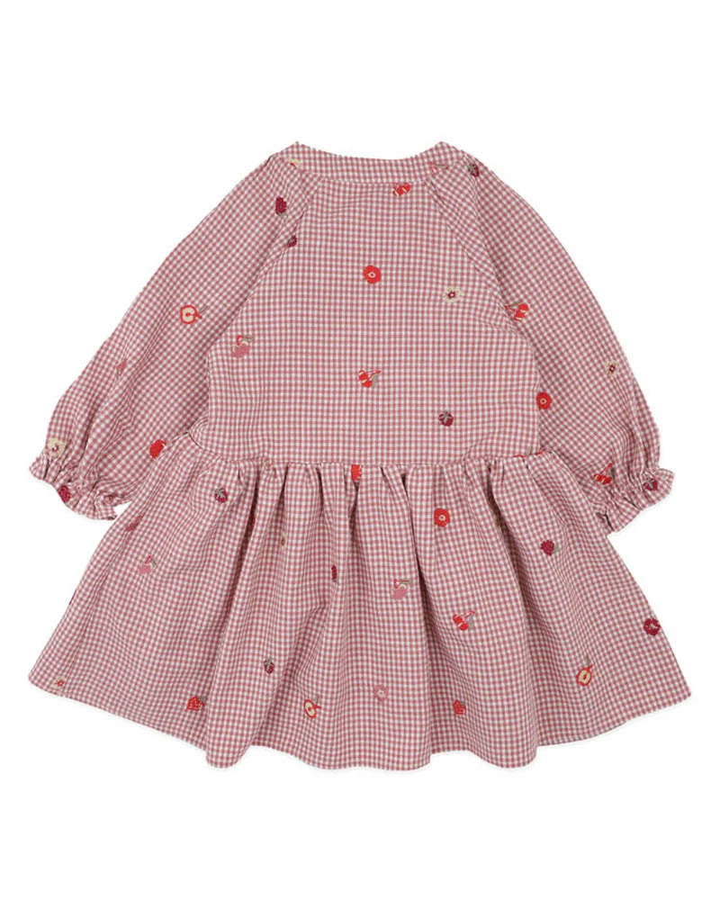 FOX & FINCH ORCHARD BLOOM EMROIDERED CHECK DRESS (3-5)