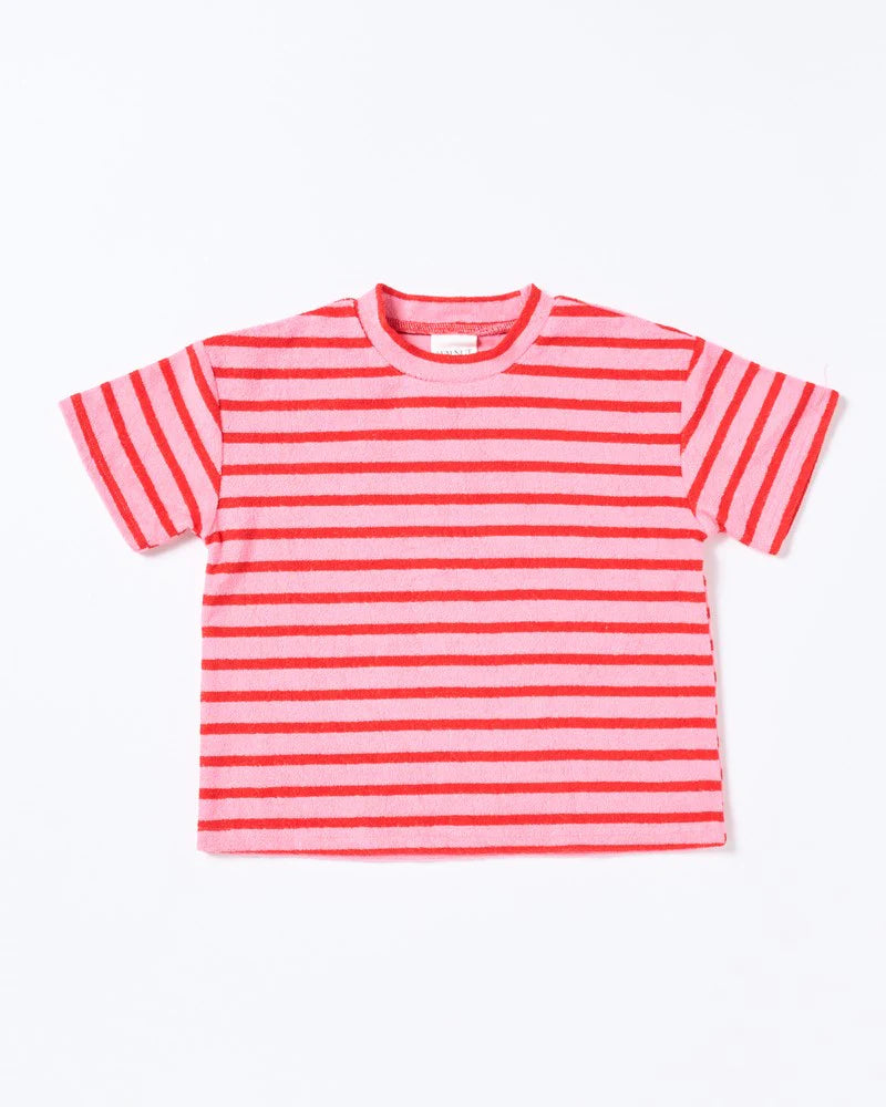 WALNUT FELIX TEE - TERRY STRIPE PINK