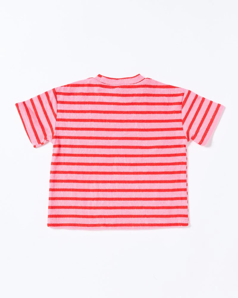 WALNUT FELIX TEE - TERRY STRIPE PINK
