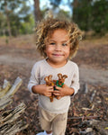 TARA TREASURES FELT BROWN HARE RABBIT MUSTARD OVERALLS TOY