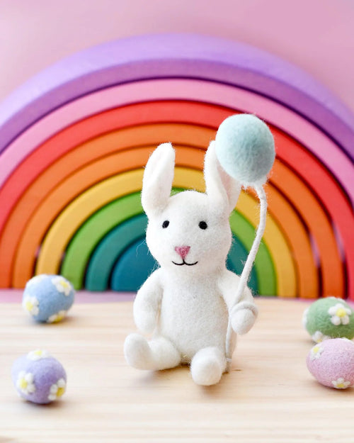 TARA TREASURES FELT RABBIT WITH BALLOON TOY