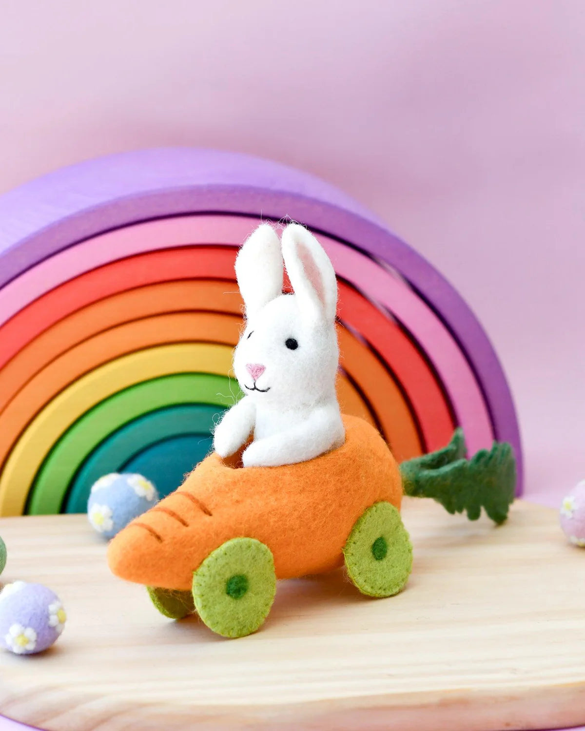 TARA TREASURES FELT RABBIT WITH CARROT CAR TOY