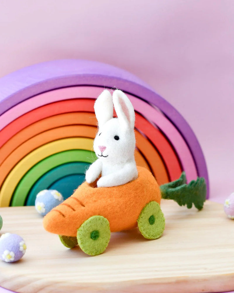 TARA TREASURES FELT RABBIT WITH CARROT CAR TOY