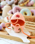 TARA TREASURES FELT EGG COVER - PEACH MUSHROOM MOTIF