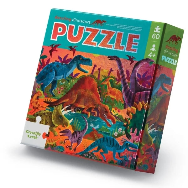 CROCODILE CREEK FOIL PUZZLE 60PC - DAZZLING DINOS