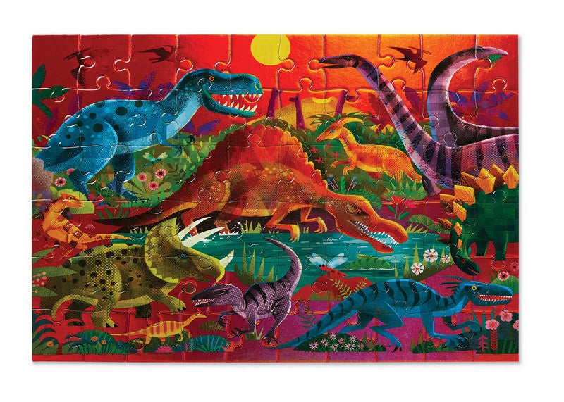 CROCODILE CREEK FOIL PUZZLE 60PC - DAZZLING DINOS