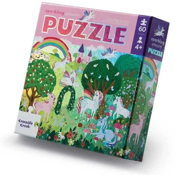 CROCODILE CREEK FOIL PUZZLE 60PC - SPARKLING UNICORN