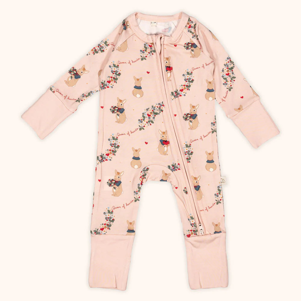 CHABIL ZIPPED BAMBOO ONESIE - QUEEN OF HEARTS