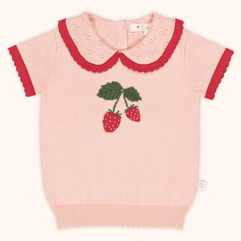 CHABIL STRAWBERRY KNITTED POLO TOP