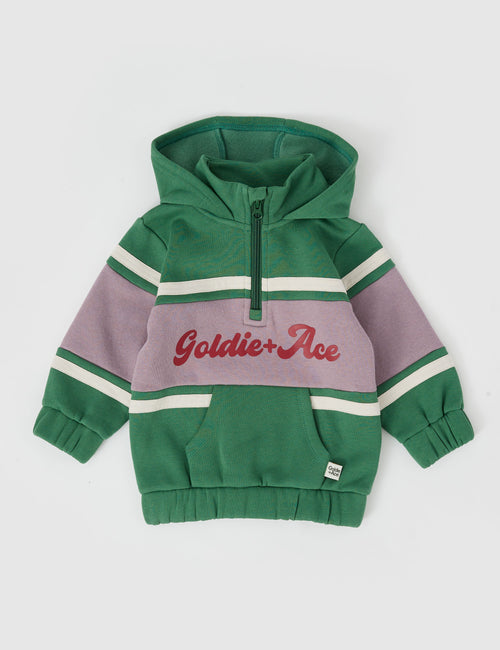 GOLDIE & ACE HOODED PANEL SWEATER ALPINE GREEN