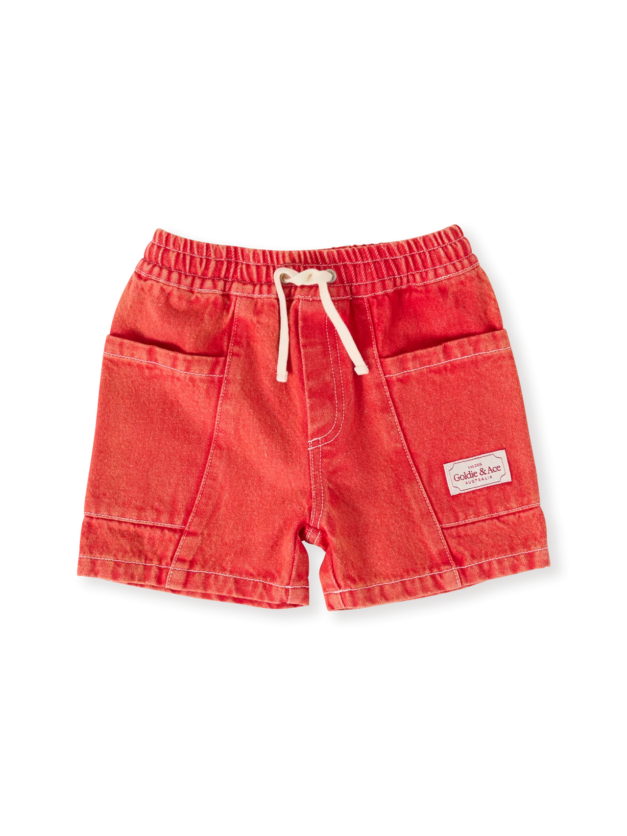 GOLDIE & ACE NOAH DENIM POCKET SHORTS APPLE RED