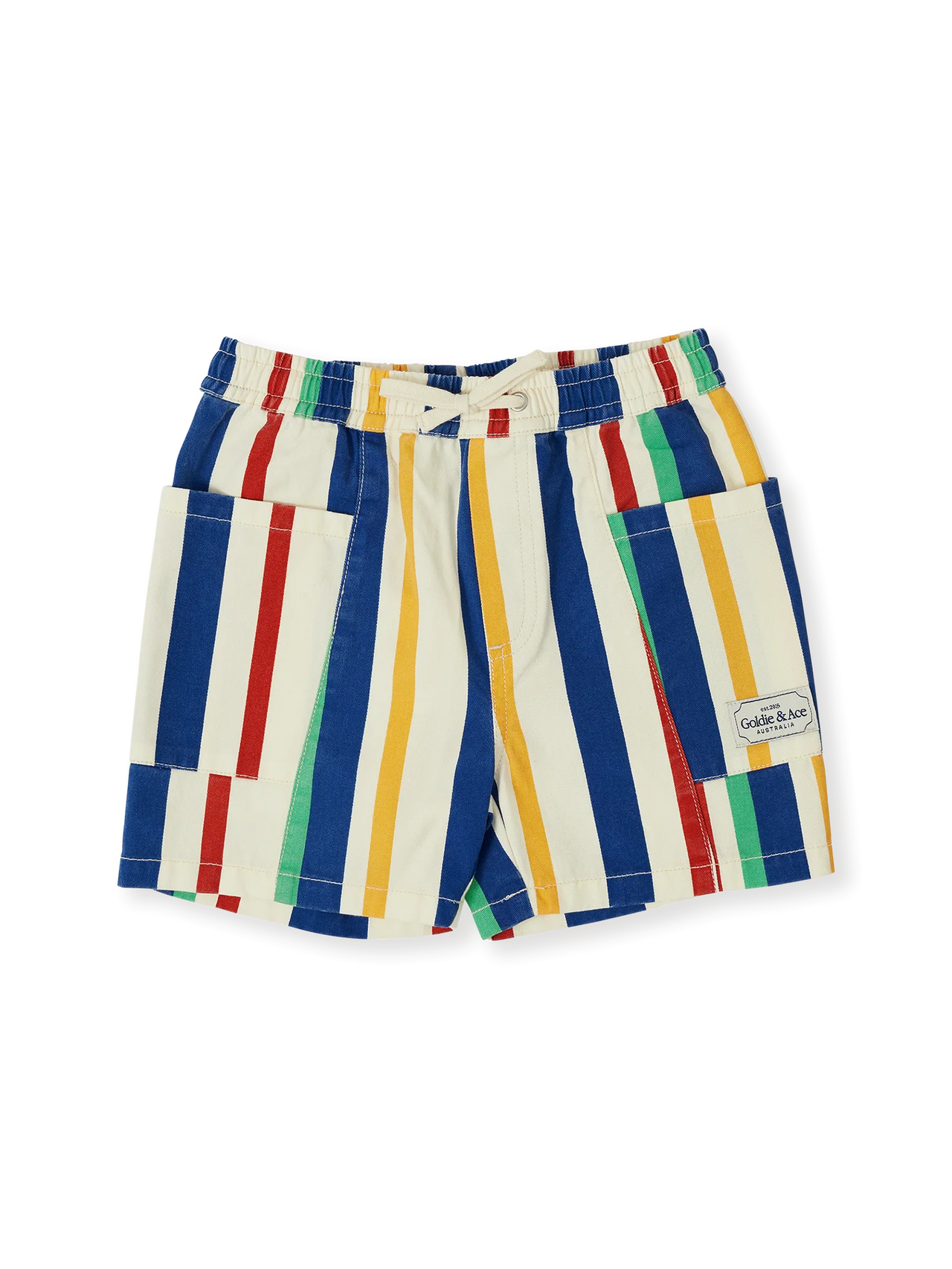 GOLDIE & ACE 90'S BOLD STRIPE NOAH DENIM POCKET SHORTS