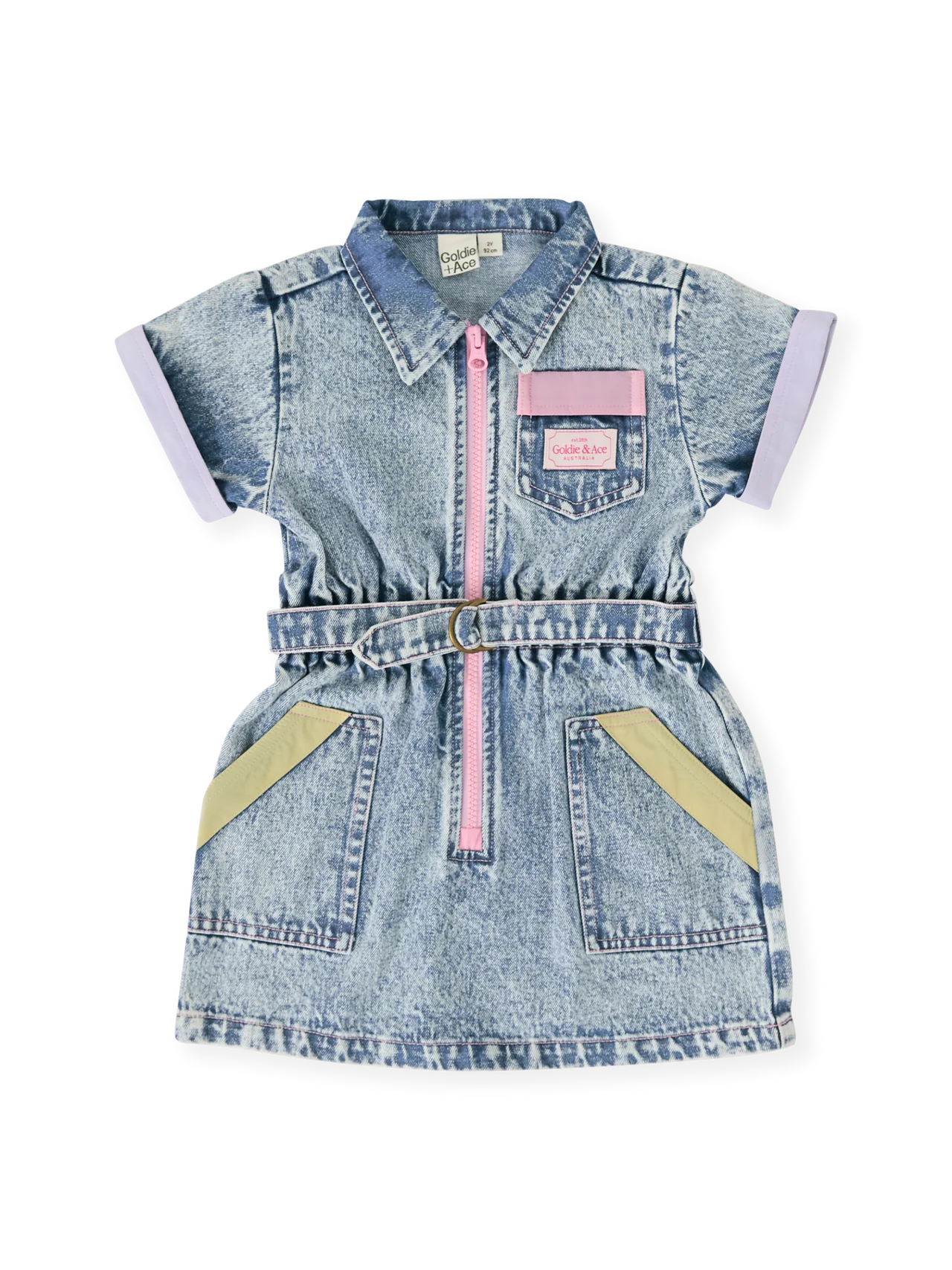 GOLDIE & ACE PASTEL POP PIPER DENIM BELTED DRESS