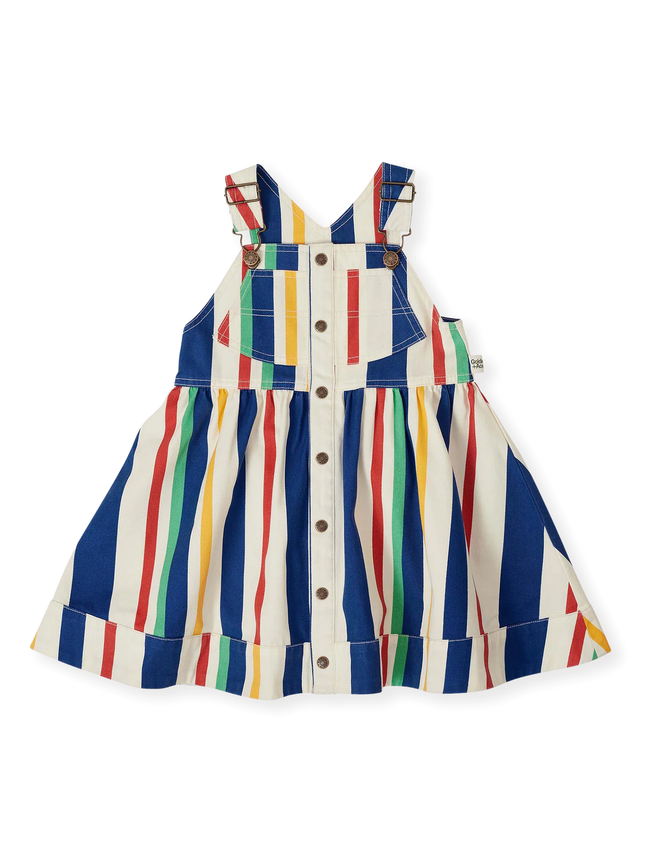 GOLDIE & ACE 90'S BOLD STRIPE HEIDI DENIM PINAFORE