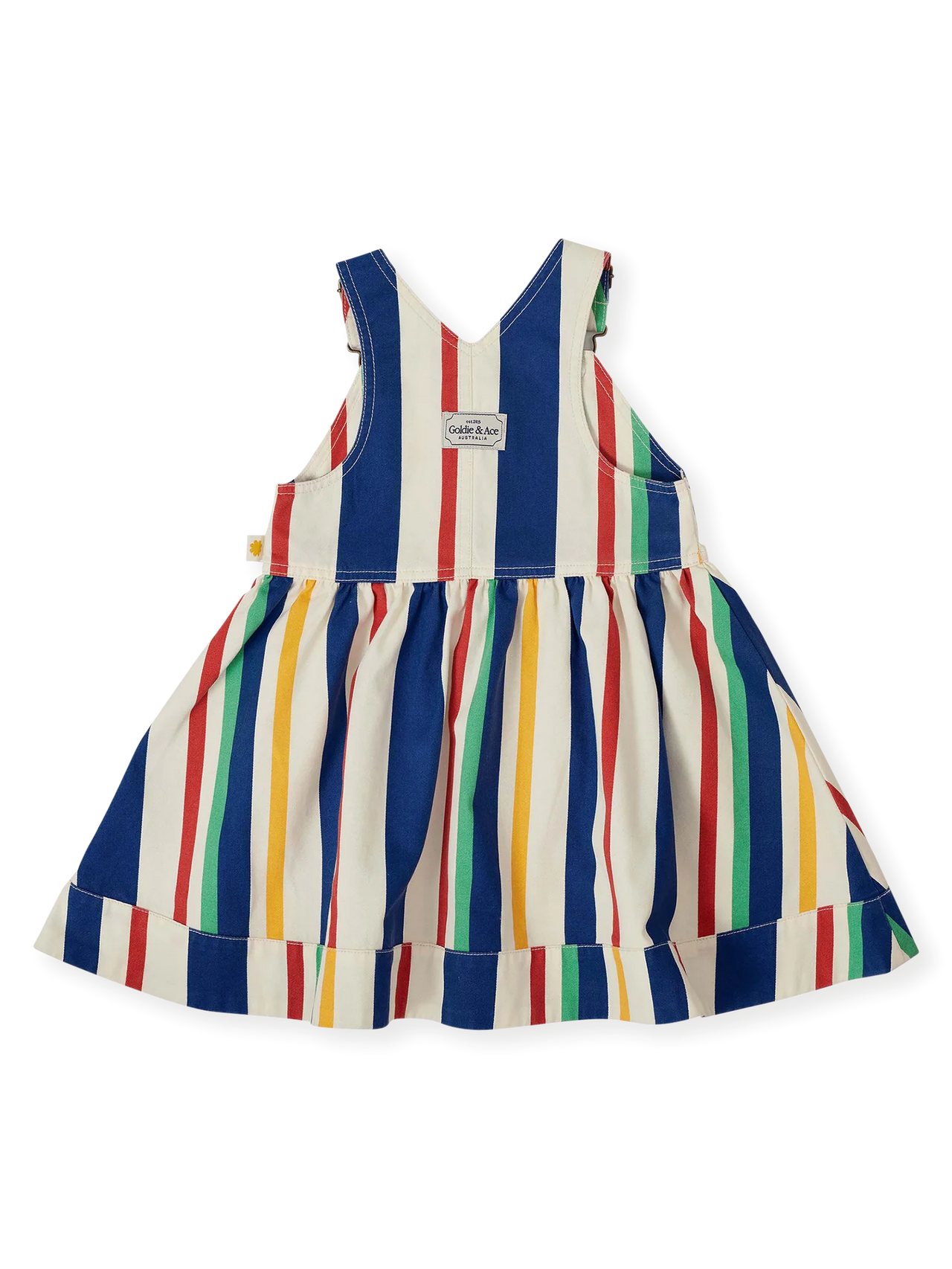 GOLDIE & ACE 90'S BOLD STRIPE HEIDI DENIM PINAFORE